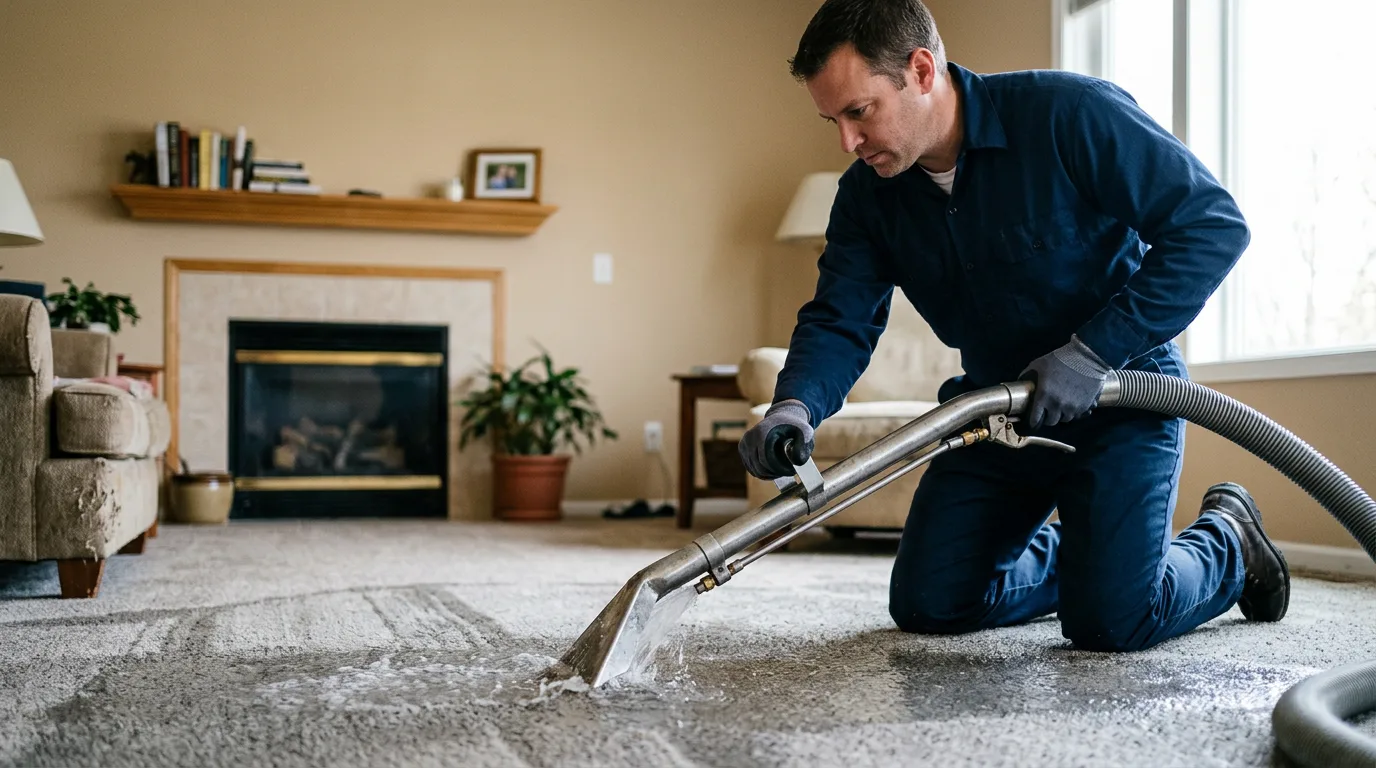 Water damage restoration technician working near Belgrade, MO